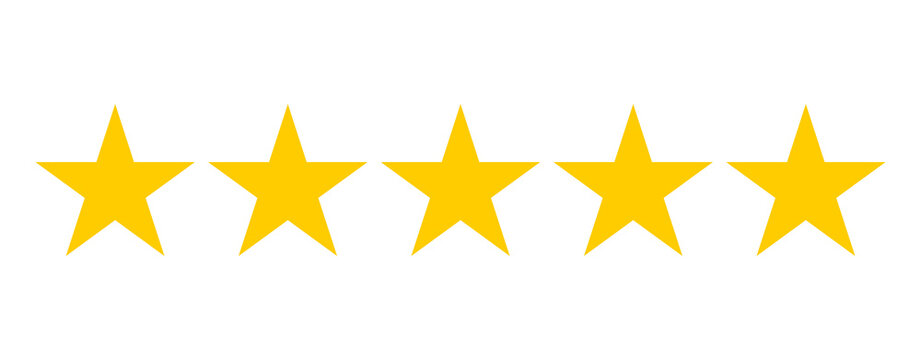 Five yellow stars on a white background