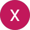 Pink circle with white letter X in the center